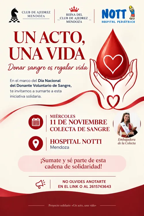 Colecta de sangre impulsada por Rocio Abril Bonafede, Reina del Club de Ajedrez